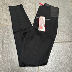 Spanx Classic Twill Leggings Black XS Slimming Shaping Stretch Waist Panels